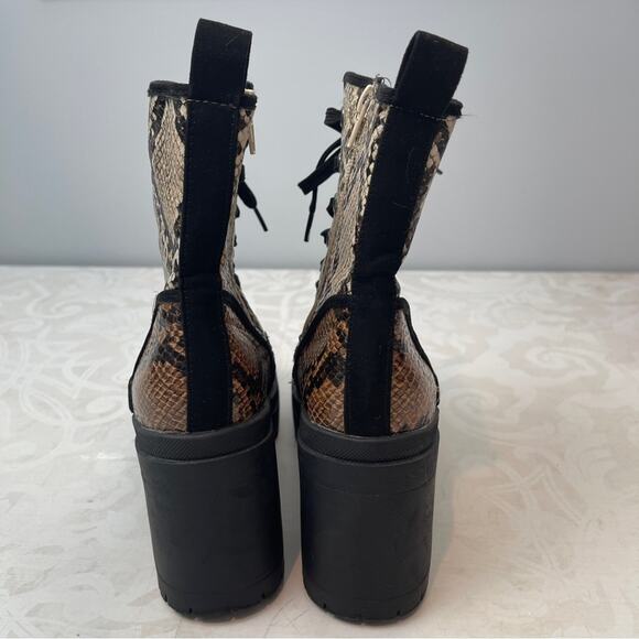 Bamboo snakeskin combat lace up boots 7.5 - Picture 5 of 14